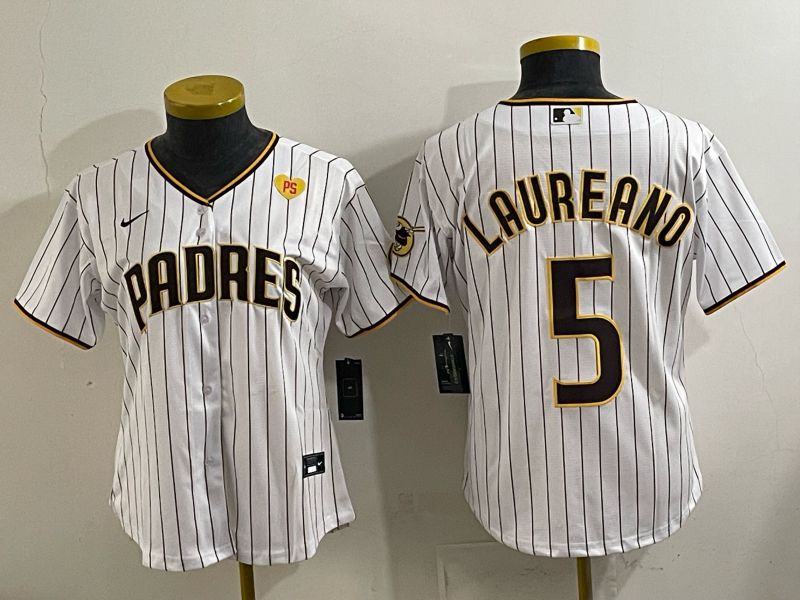 Youth San Diego Padres #5 Laureano White Stripe Nike 2025 MLB Jersey 03